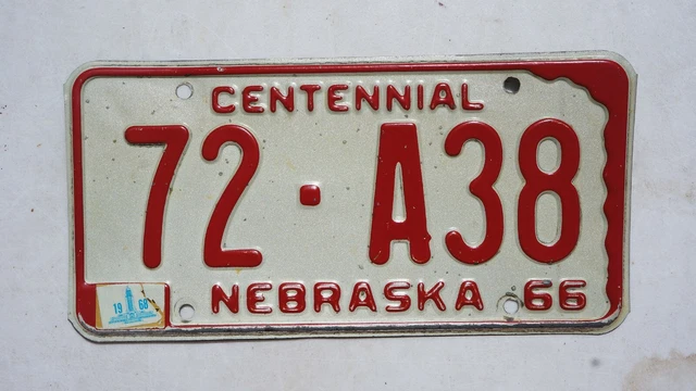1966 1967 1968 CHASE COUNTY NEBRASKA License Plate # 72 - A38