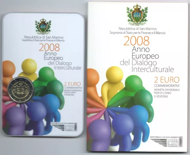 2 Euro San Marino 2008 SONDERMÜNZE "Jahr des interkulturellen Dialog" im Blister