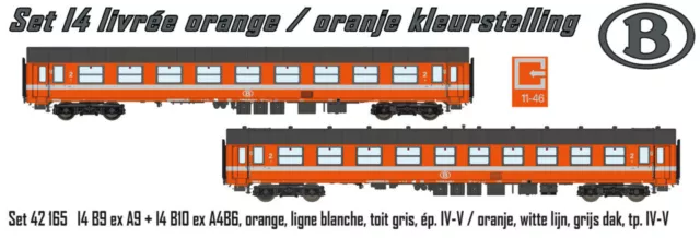 LS Models 42165 2tlg.I4 B9 exA9+ B10 exA4B6 orang.IV SNCB Spur H0