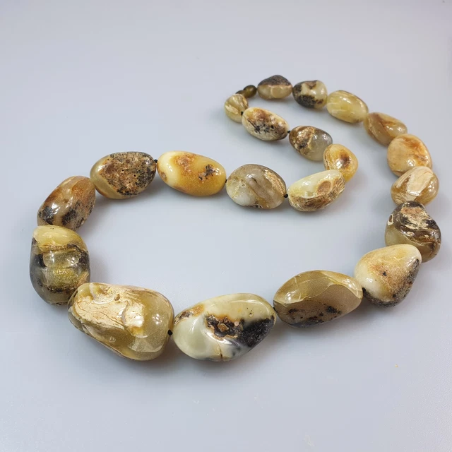 Collier d'ambre baltique naturel brut Ambre vert de guérison Pierre...