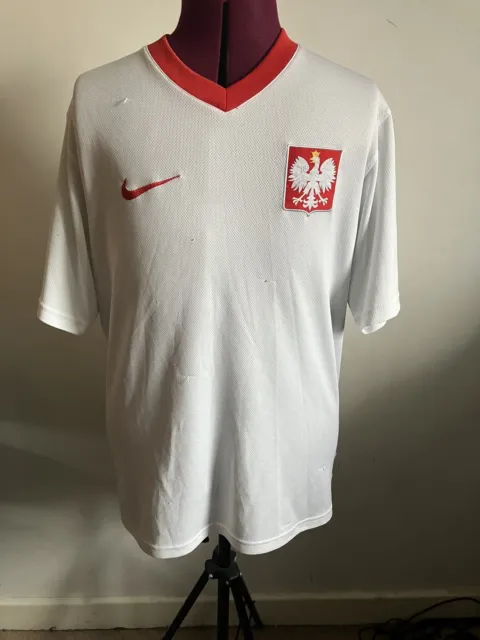 Poland Nike 2009/2010 National Team Football Shirt White Mens Size Medium