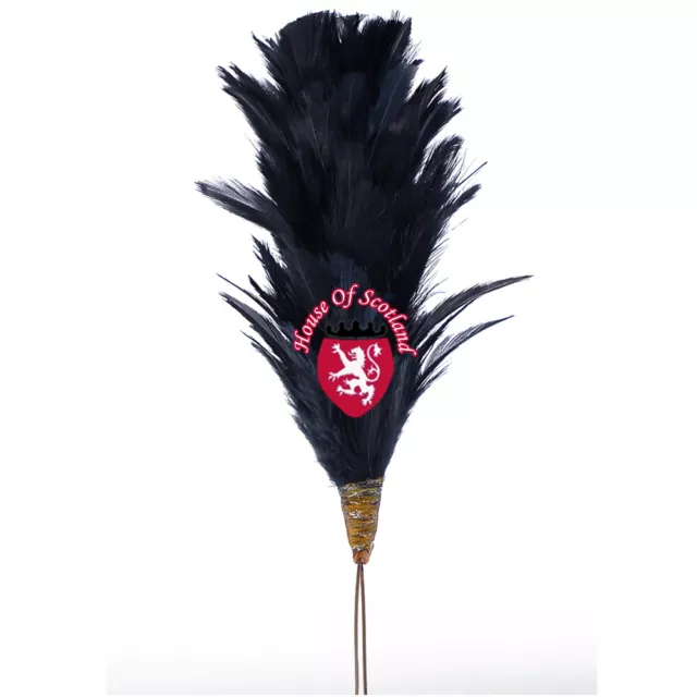 Glengarry Cap Plume Feather Hackle Black Color Balmoral Hat Highland wear 15cm