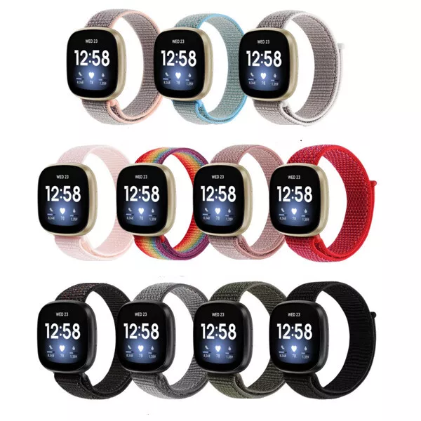 For Fitbit Versa 4/3/Sense 2 1 Woven Nylon Loop Strap Sport Watch Wrist Band UK