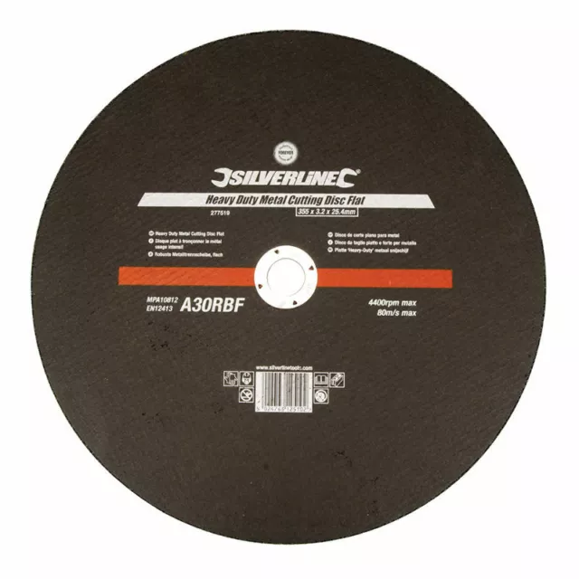 Silverline Heavy Duty Metal Cutting Disc Flat 355 x 3.2 x 25.4mm Grinding 277519