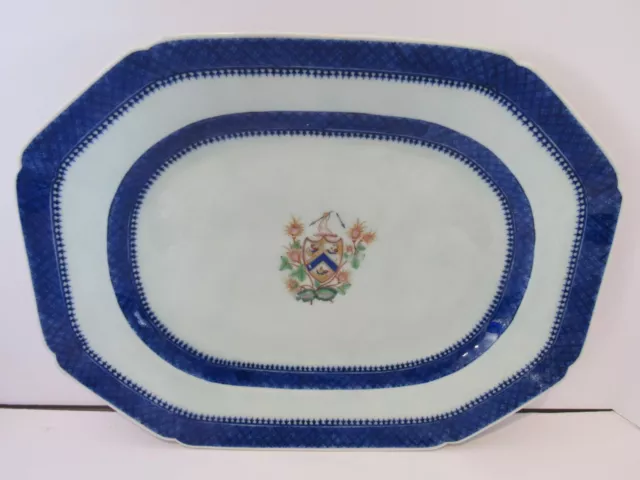 Antique 18th C. Chinese Export Porcelain Armorial Serving Platter Plate