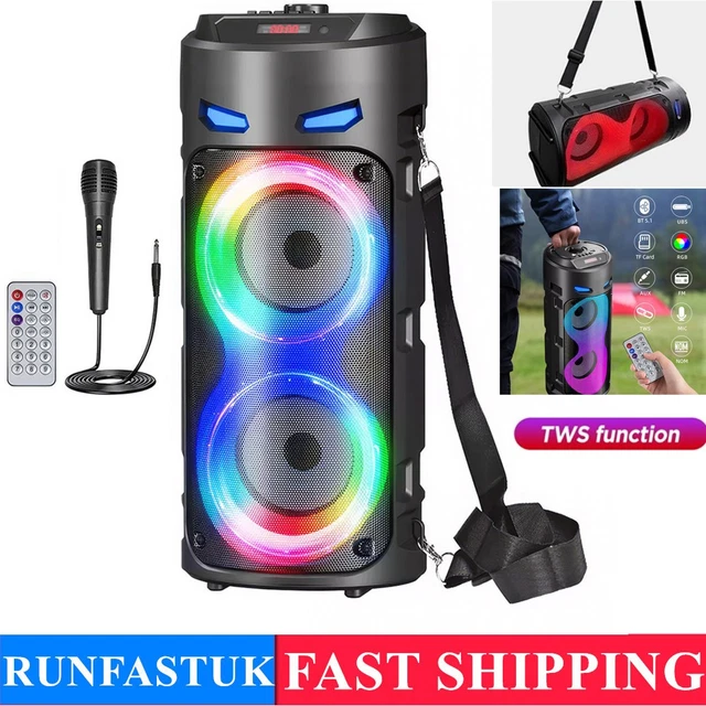PORTABLE BLUETOOTH SPEAKER Microphone Wireless Subwoofer Karaoke ...