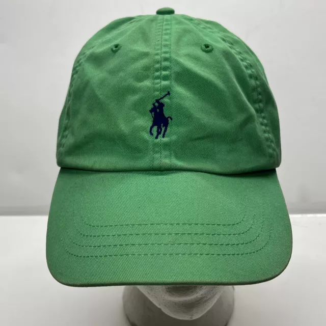 Polo Ralph Lauren Hat Cap Adult Green Blue Pony Adjustable Leather Strap Back
