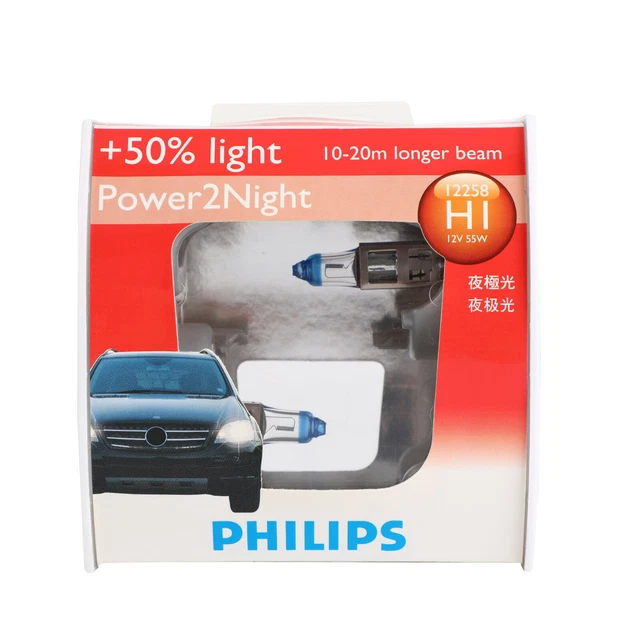 For Philips H1 12258GTS2 Power2Night Halogen Light Bulb +50% Light S2