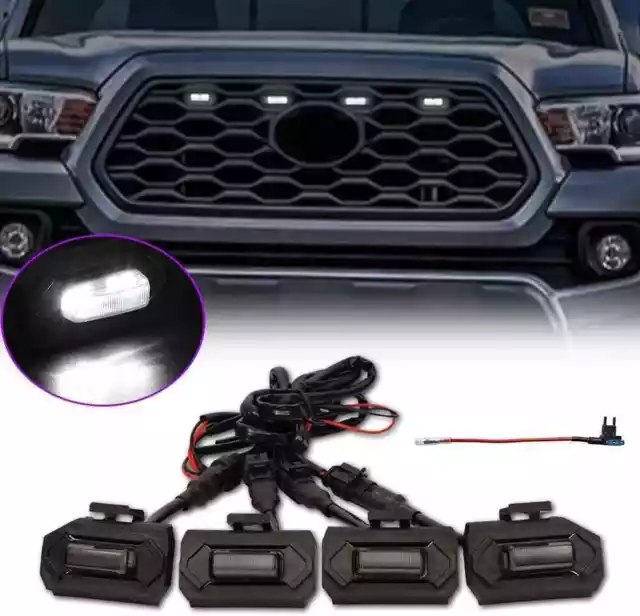 For 2020 2021 Toyota Tacoma TRD Smoke Lens LED Grille Light Kit white light 4ps