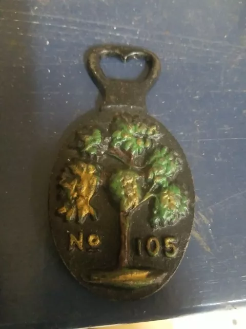 Cast Iron #105 Beer Soda Bottle Opener Vintage Fire Department?