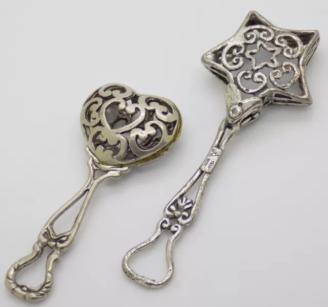 Vintage Italian Handmade Genuine Silver Decorative Baby Rattles Figurines