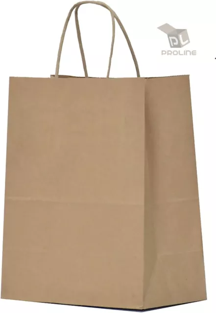 100 Paper Shopping Bags Natural Kraft 10" x 5 x 13" Retail Merchandise Handles