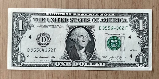 2013 dollar bill{ INK WELL CONTAMINATION SERIAL # ERROR  ONE BLACK ONE GREEN }