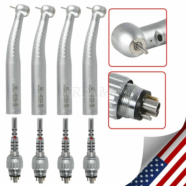 4pcs Turbina Dental LED Fiber Optic turbine Handpiece + 6 Holes Coupler TOP