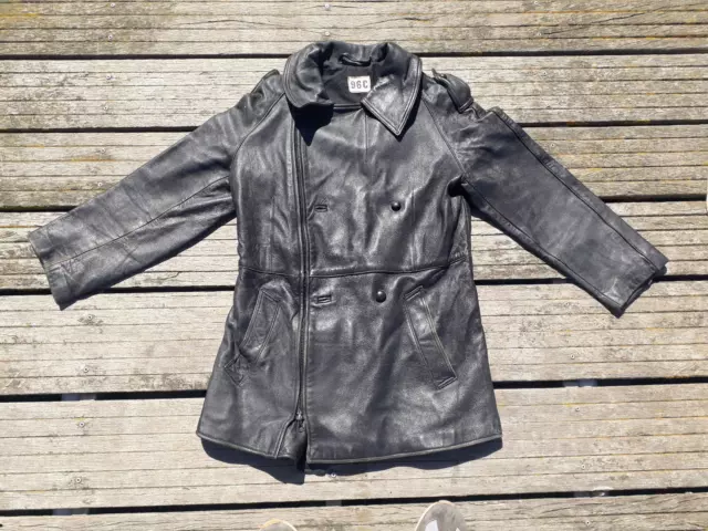 Ancien MANTEAU BLOUSON VESTE MOTO GENDARME ARMEE FRANCAISE Vintage Police Jacket