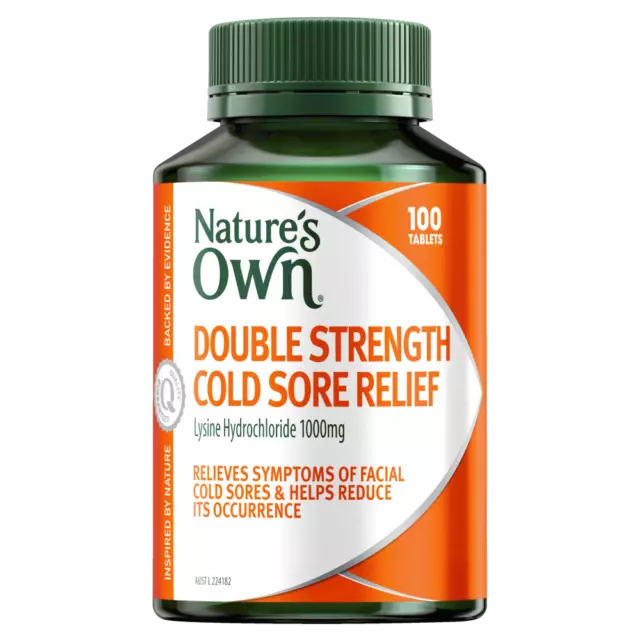 Nature's Own Double Strength Cold Sore Relief 100 Tablets L-Lysine Natures