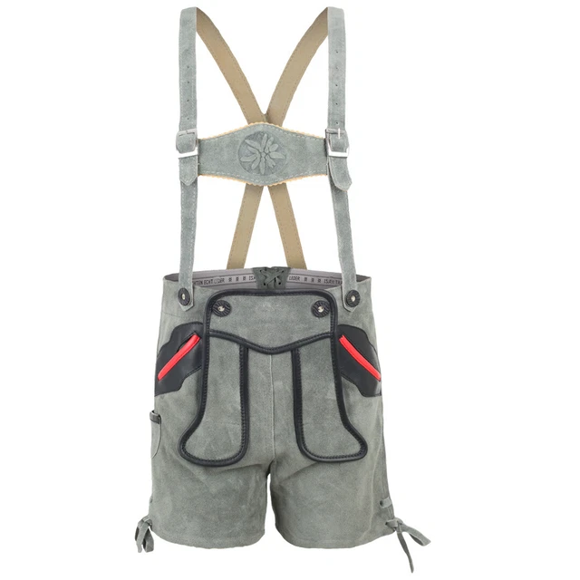 corti folcloristici grigi - pantaloni in pelle con spalline per bambini di Isar-Folchten
