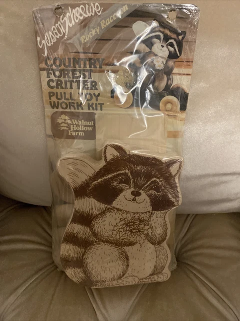 Susan Scheewe Rocky Raccoon Country Forest Critter Pull Juguete Kit de Trabajo NUEVO