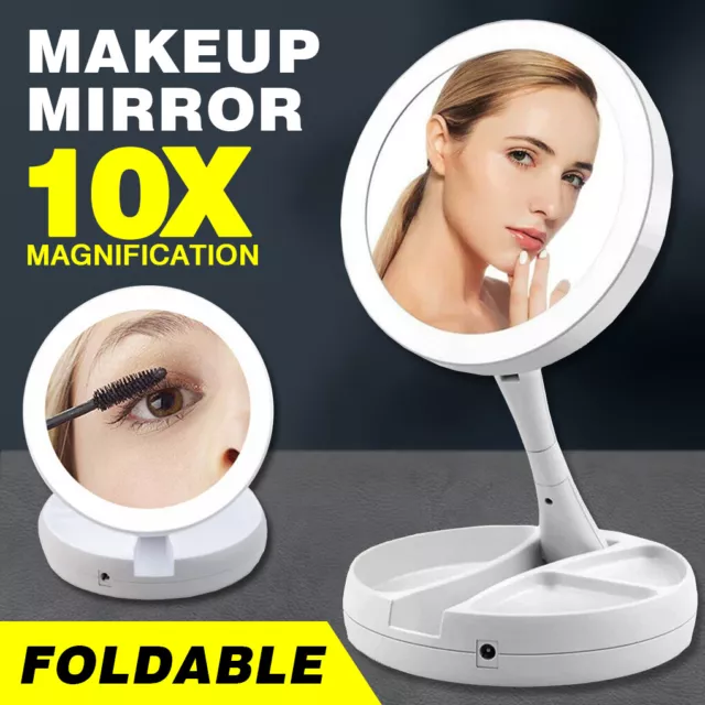 10X Magnifying Makeup Mirror With LED Light 360° Rotation Flexible Foldable AU