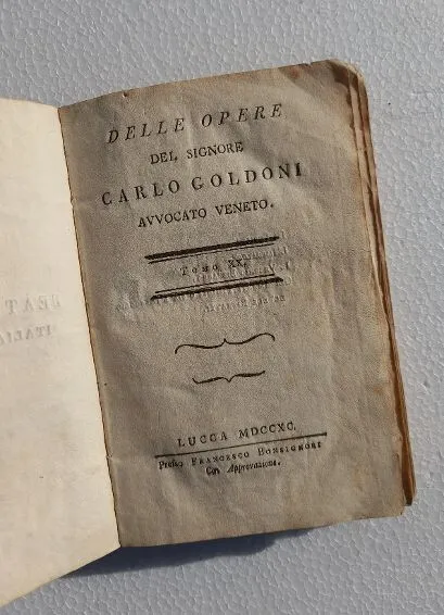 Lucca Teatro Opere del Signor Carlo Goldoni libro antico MDCCXC 1790 commedie