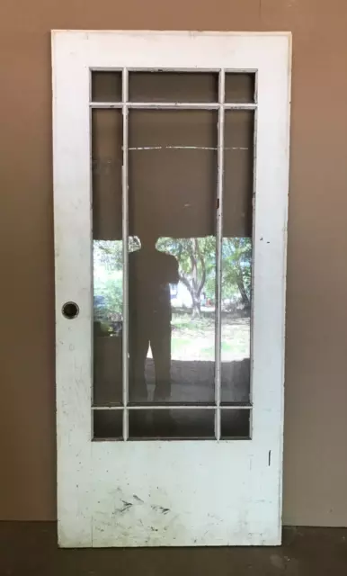 1 Antique Vintage Exterior 36x79 VTG Shabby White 9 Lite Door Chic Old 728-23B