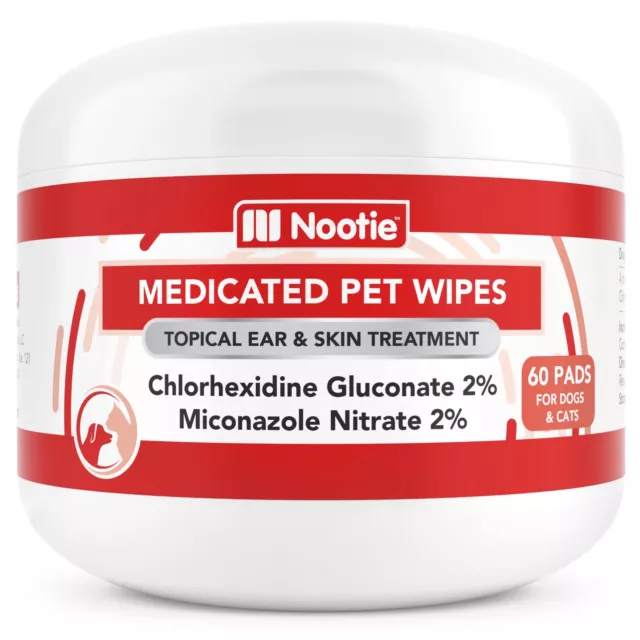 Medicated Dog Wipes, Chlorhexidine & Miconazole Pet Wipes for Dogs & Cats - 2...