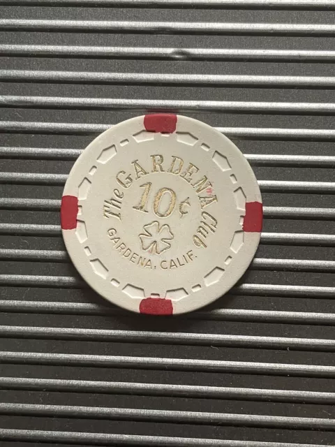 🌋❄️ Gardena Club California CA .10 10¢ CENT Casino Gaming CHIP TRK Small Crown