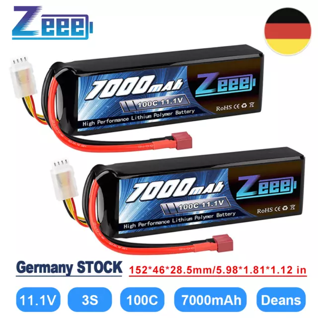 2x Zeee 3S Lipo Akku Deans 11,1V Batterie 7000mAh 100C für RC Auto RC Flugzeug