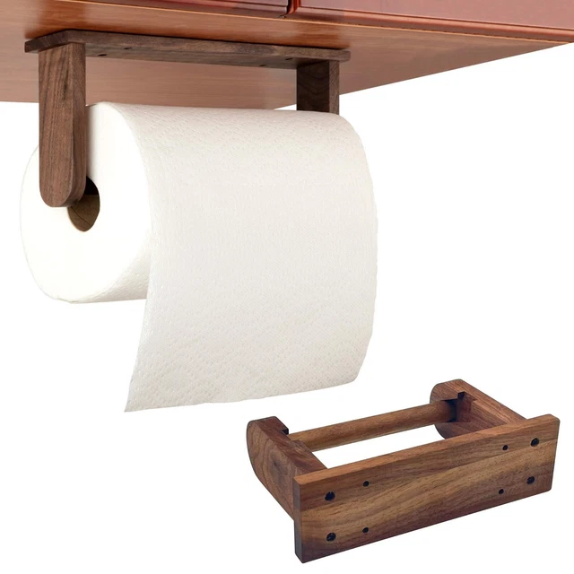 Soporte para toallas de papel de cocina de madera de nogal hecho a mano para baño rollo montado en pared hágalo usted mismo USTED MISMO