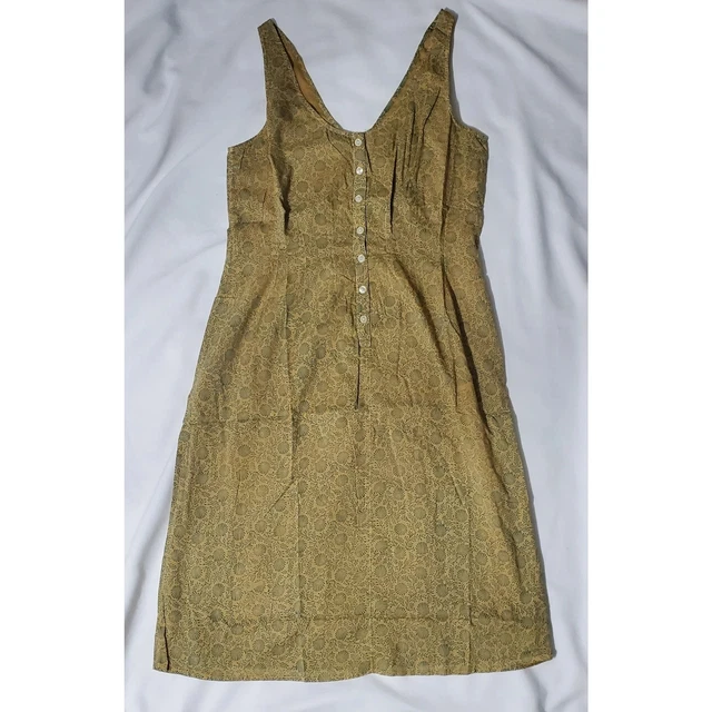 Vintage Kiko women's  Lightweight Yellow Floral  Dress  100% Cotton Size M
