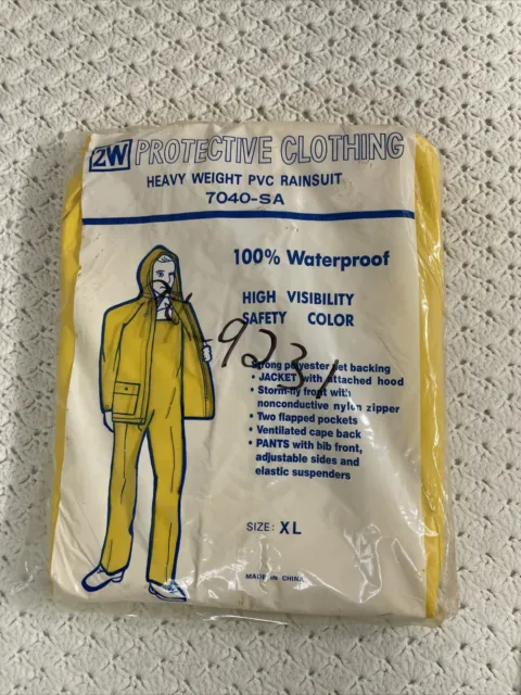 New 2W Protective Clothing Heavy Weight PVC Rain Suit Yellow 7040-SA Size XL