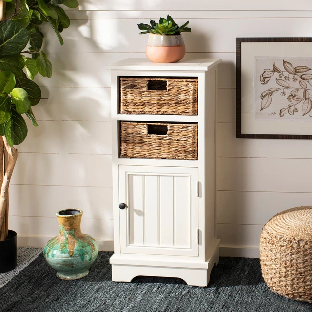 Safavieh Connery Distressed White Cabinet White 15.9" x 11.8" x 35"