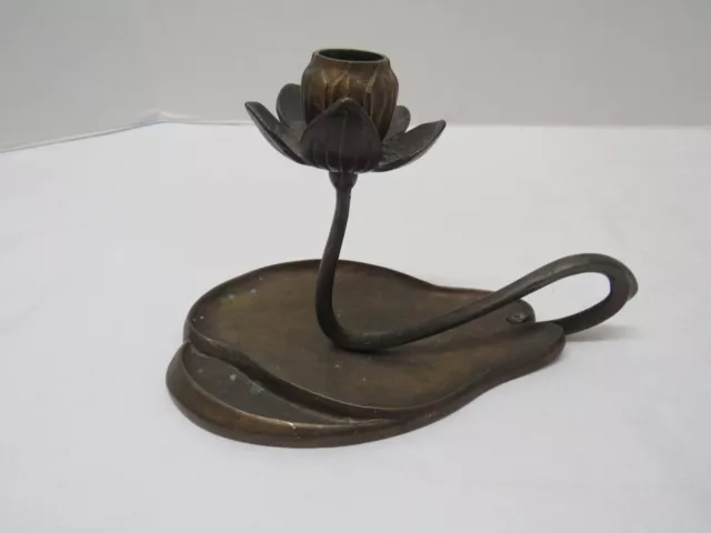 Vintage ANDREA BY SADEK Bronze Metal Water Lily Pad Chamberstick Candle Holder