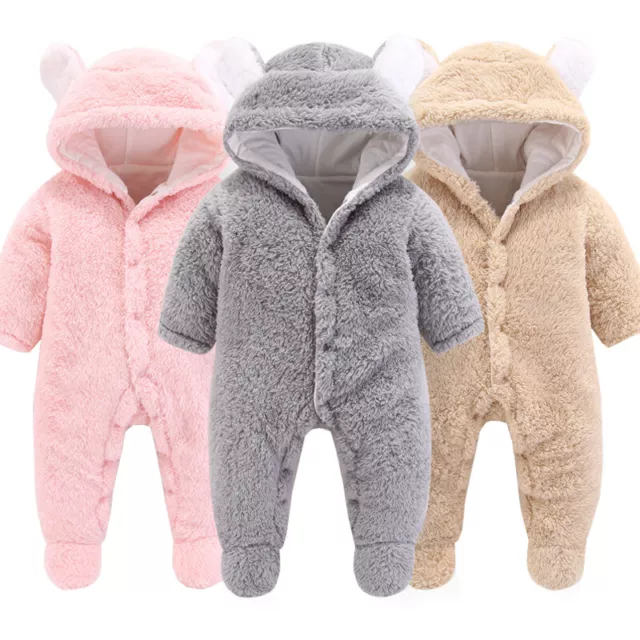 Tuta con cappuccio neonato neonato bambino bambini orso tuta abiti~ 2