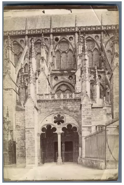 France, Bourges, Cathédrale Saint-Étienne. Portail vintage albumen print Tirag