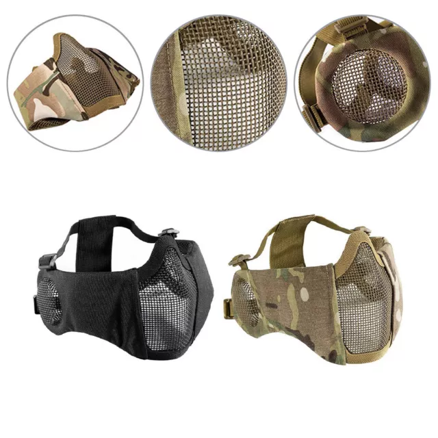 Adjustable Tactical Airsoft Mesh Mask Half Lower Face Protective Paintball Mask