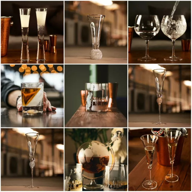 Champagne Flutes Glasses Gin Whisky Cocktail Barware Decanter Tumblers Glass Set