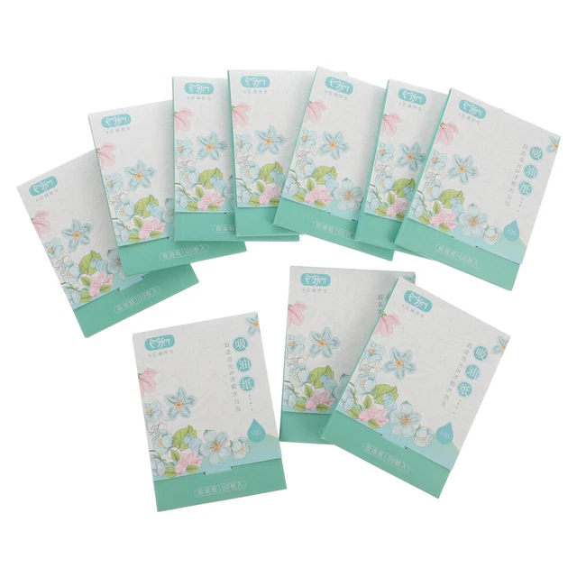 10 Boxes Papier Öllöschpapier Fräulein Tragbare Löschpapiere Öl-Blotting-Tücher