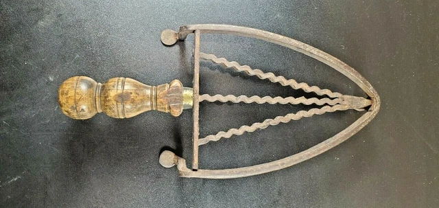 Antique Sad Iron Trivet With Wood Handle