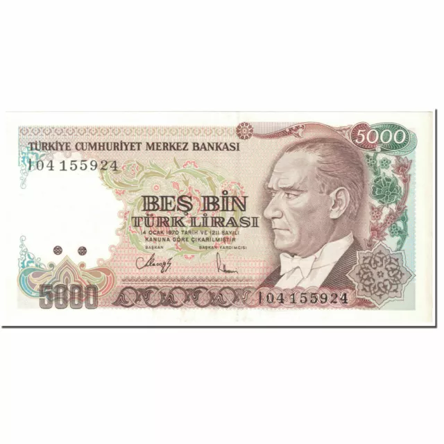 [#605164] Geldschein, Türkei, 5000 Lira, 1990, Old Date 1970-10-14, KM:198, UNZ