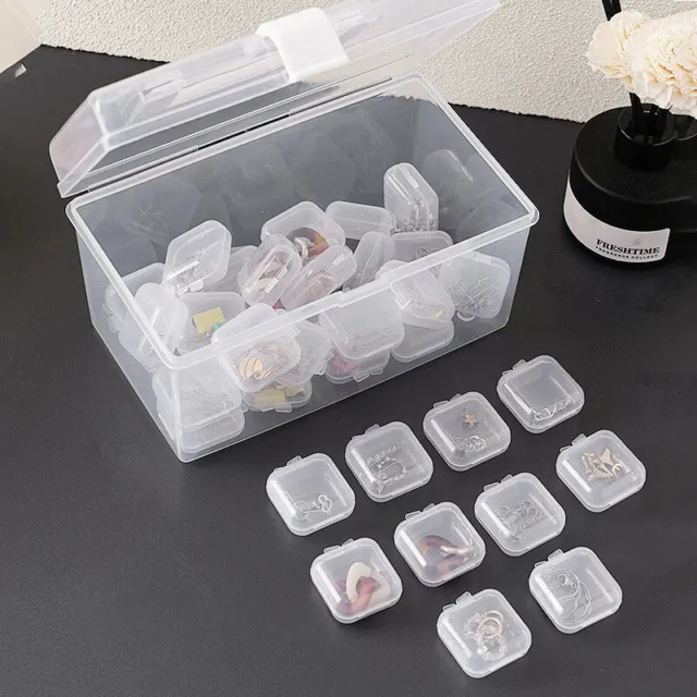 Mini caja de almacenamiento de plástico cuadrada transparente abatible contenedor de píldoras portátil judío GF