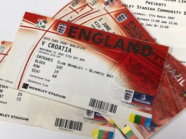 6 Diff England Tickets 2007 - You Choose