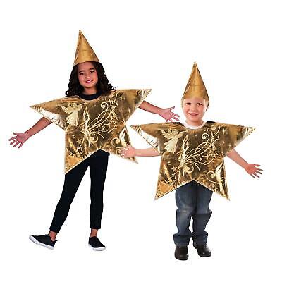 Childs 3-8 Yrs Gold Christmas Nativity Star Fancy Dress Costume Tabard Kids Xmas