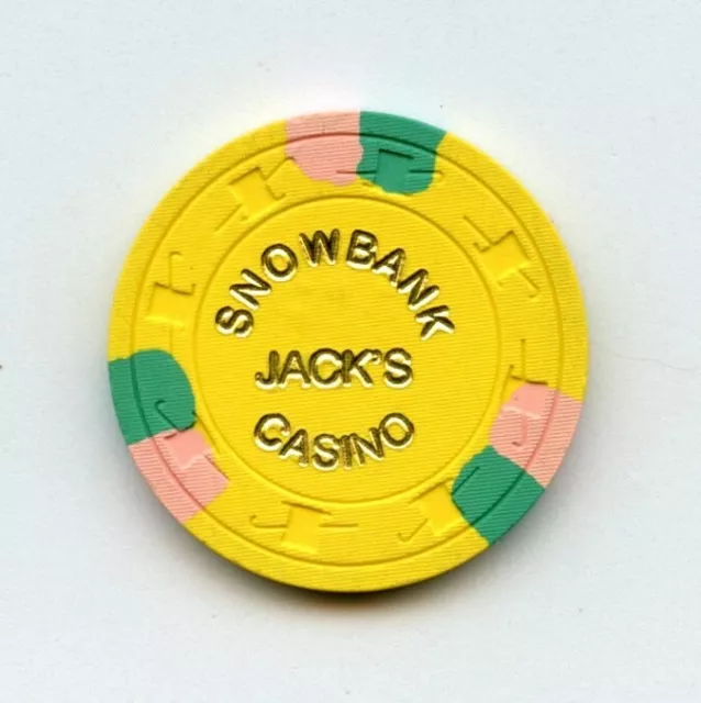 Old Vintage 1990 Calif Card Room Chip - $5.00 - Snowbank Jack's - Merced Ca