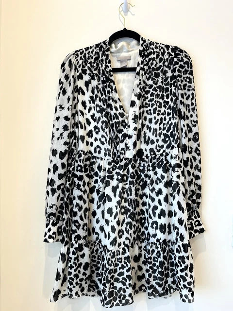 H&M | Dresses | Hm Babydoll Black White Leopard Print Dress Size 0