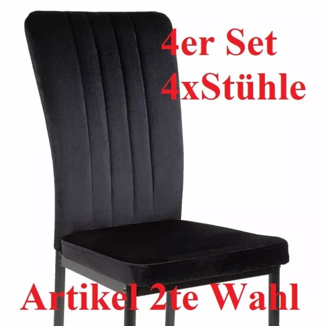 4 x Esszimmerstühle MODENA schwarz Samt/Velvet Esszimmerstuhl Küchenstuhl Stühle