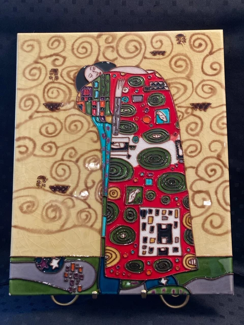 Hand painted Ceramic Tile   Gustav Klimt's FULLFILLMENT Heavyweight