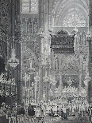 CHARLES X Intronisation LITHOGRAPHIE Langlume VICTOR ADAM Deroy REIMS XIX° 
