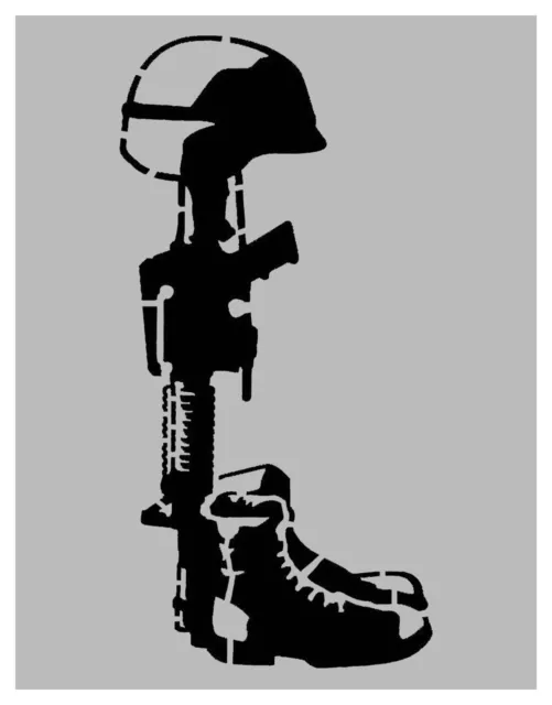Battlefield Cross Militärgewehrhelm 11"" x 8,5"" maßgeschneiderte Schablone KOSTENLOSER VERSAND