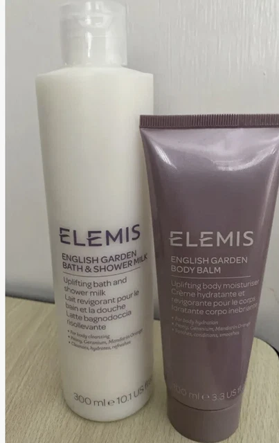 Elemis English Garden  Shower Milk & Body Balm Set Peony Geranium Christmas Gift